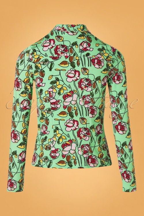 Wow To Go! - 60s Daisy Brussels Blouse in Mint 2