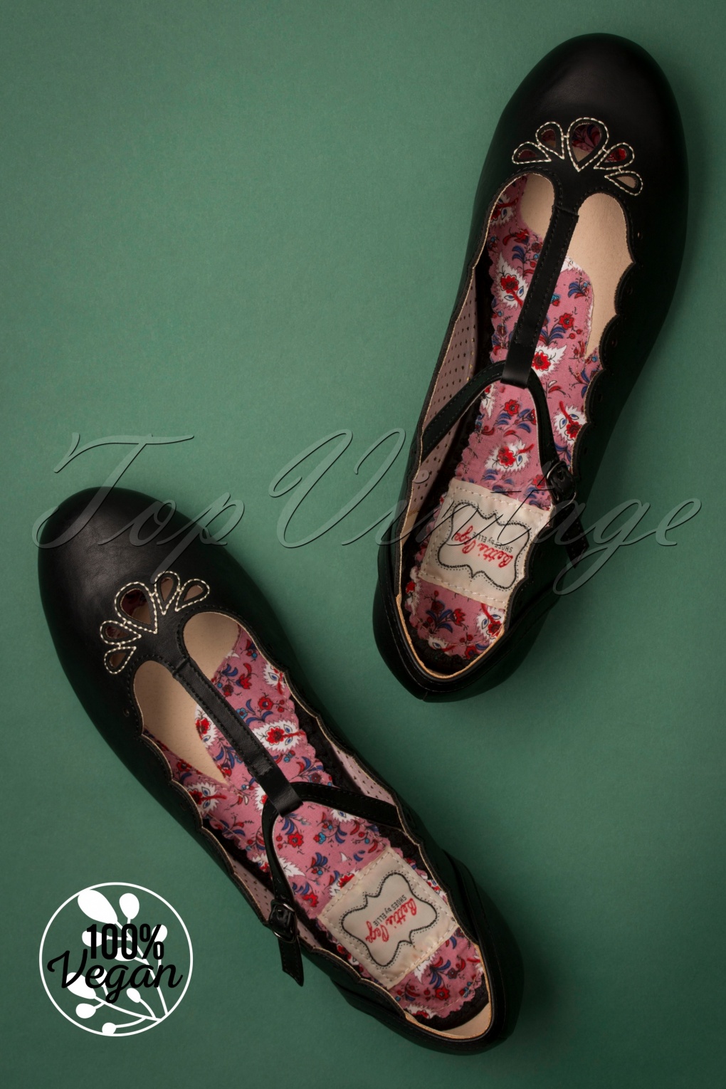 t strap flats black