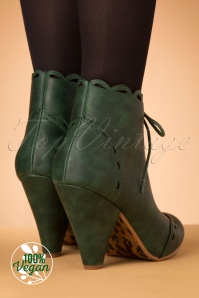 Bettie Page Shoes - 50s Eddie Lace Up Booties in Green 5