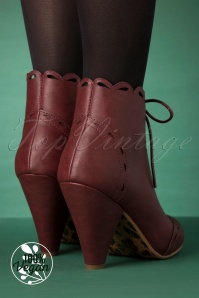 Bettie Page Shoes - 50s Eddie Lace Up Booties in Burgundy 5
