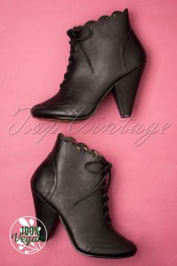 Bettie Page Shoes - 50s Eddie Lace Up Booties in Black 4
