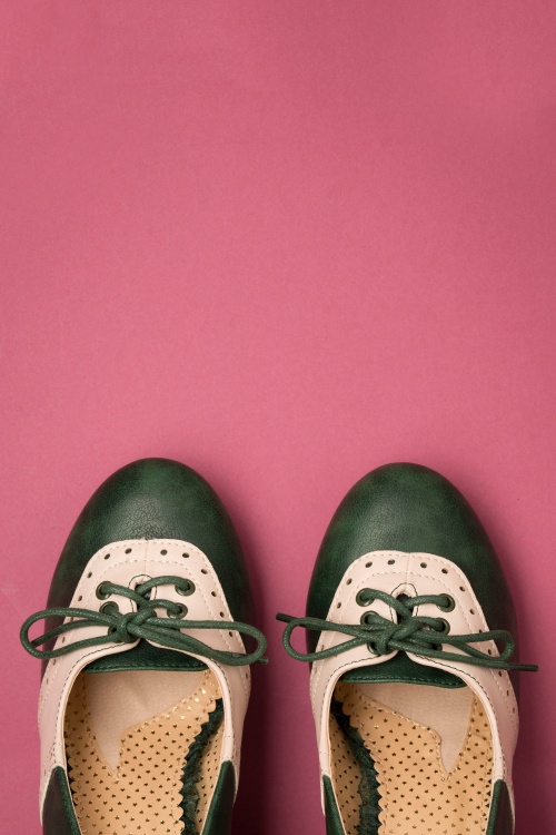 Bettie Page Shoes - Carole veterschoentjes in groen 2