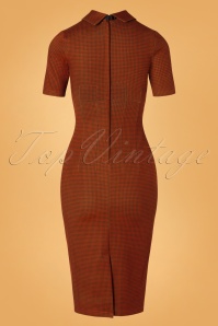 Tatyana - 50s Audrey Bow Pencil Dress in Orange Cinnamon 4