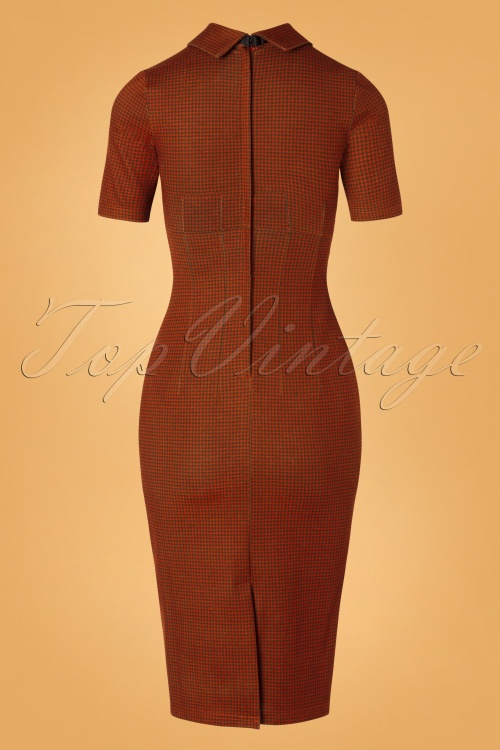 Tatyana - 50s Audrey Bow Pencil Dress in Orange Cinnamon 4