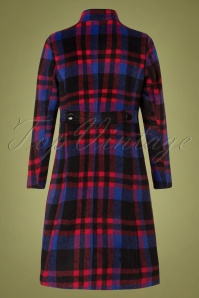 Smashed Lemon - 60s Shannon Check Coat in Blue and Red 2