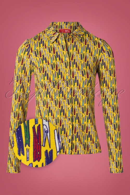 Wow To Go! - 60s Daisy Dry Blouse in Yellow