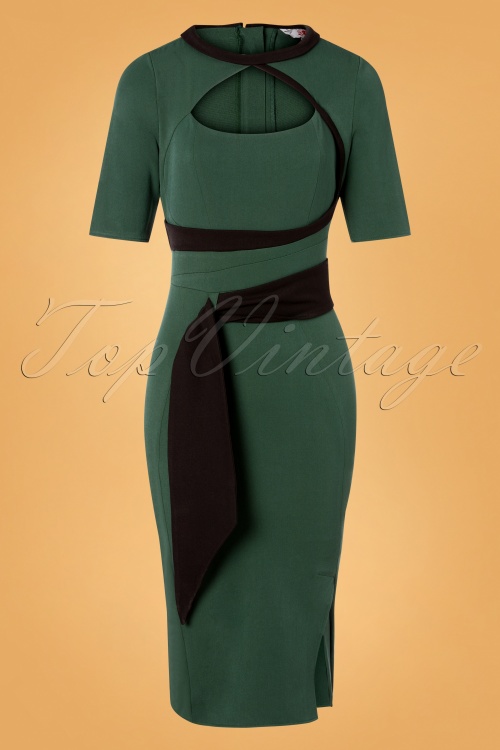 Miss Candyfloss - 50s Belinda Gia Wiggle Pencil Dress in Emerald