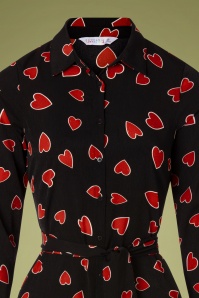 Compania Fantastica - Helena Hearts Shirt Dress Années 60 en Noir 3