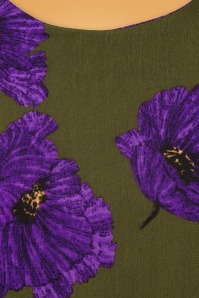 Compania Fantastica - Venia Floral Blouse Années 70 en Vert et Violet 3
