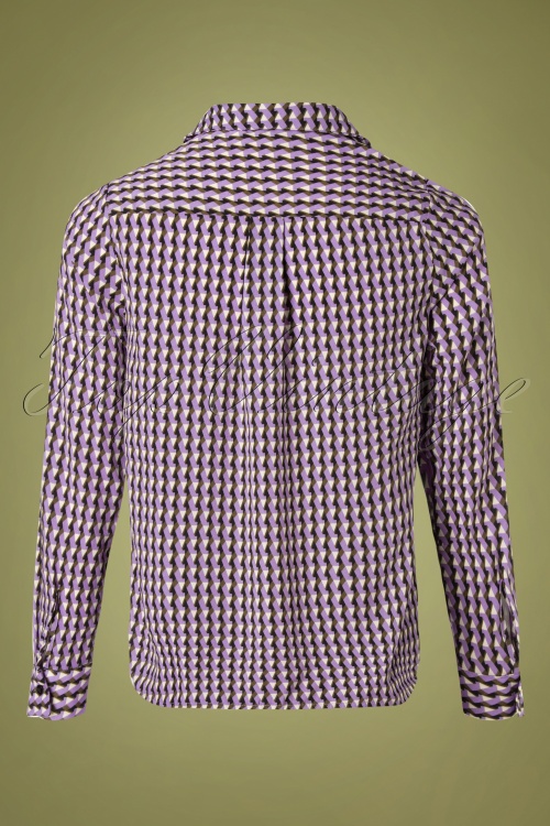 Compania Fantastica - 60s Camisa Retro Blouse in Purple 2