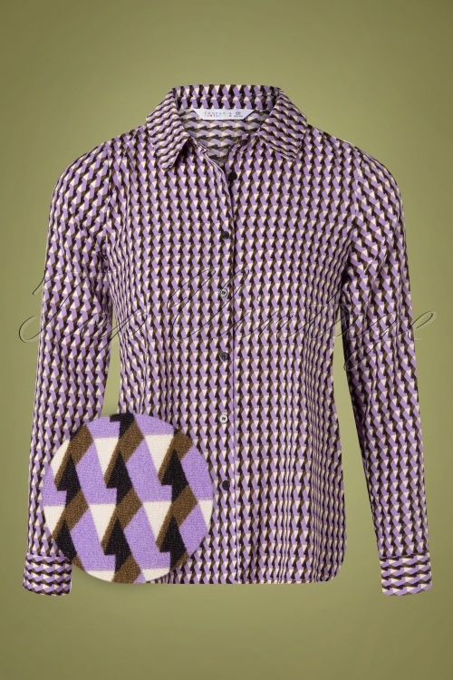 Compania Fantastica - 60s Camisa Retro Blouse in Purple