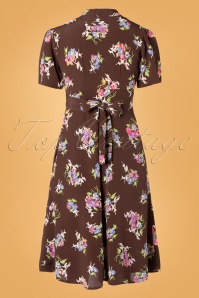 The Seamstress of Bloomsbury - 40s Delores Floral Dancer Swing Dress in Brown 4