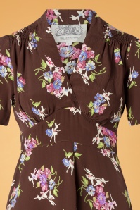 The Seamstress of Bloomsbury - 40s Delores Floral Dancer Swing Dress in Brown 2