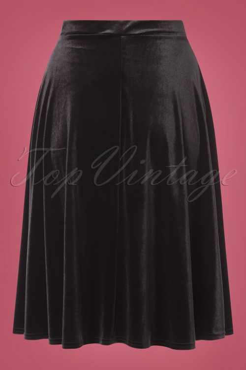 Vintage Chic for Topvintage - 50s Lyddie Bow Swing Skirt in Black Velvet 2