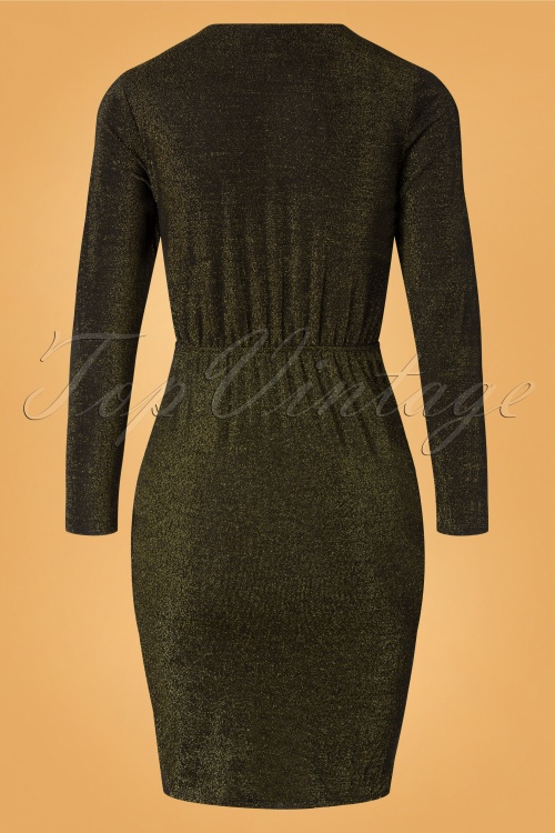 Sugarhill Brighton - 50s Kelli Sparkle Wrap Dress in Black and Gold 3