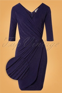 Sugarhill Brighton - Millie Sparkle Wrap Dress Années 60 en Bleu de Minuit 2