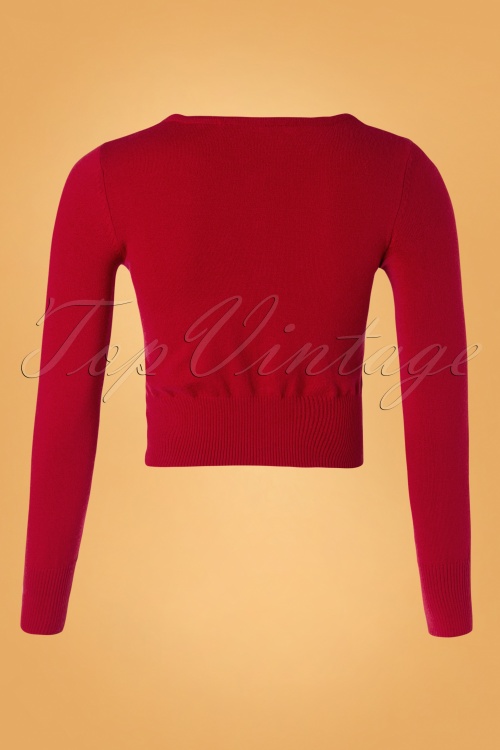 Mak Sweater - 50s Nyla Cropped Cardigan in Lipstick Red 2
