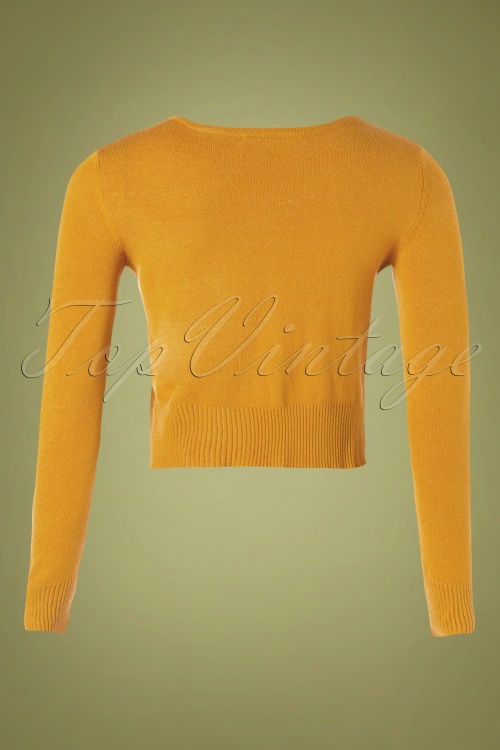 Mak Sweater - Nyla Cropped Cardigan Années 50 en Jaune Or 2