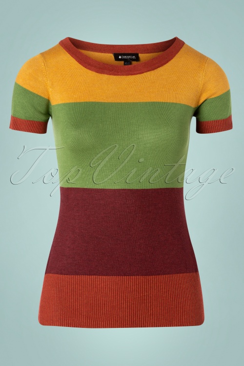 Bright and Beautiful - 70s Sydney Striped Jumper in Brown