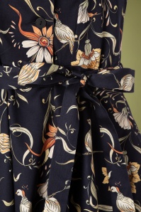 Lady V by Lady Vintage - Florence Bird Floral Dress Années 50 en Noir 3
