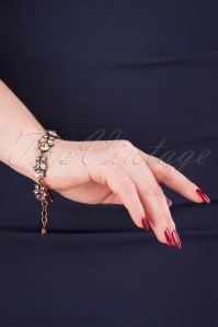 Lovely - Crystal Leaves Bracelet Années 20 en Doré