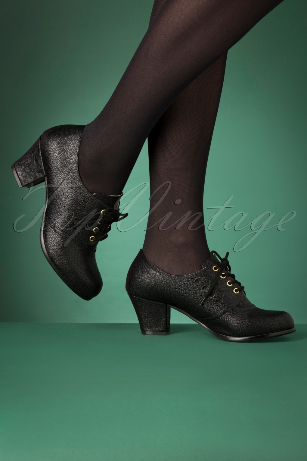 40s Rosie Oxford Shoe Bootie in Black