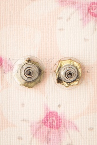 Lovely - Mini Floral Frosted Stud Earrings Années 50 en Doré 3