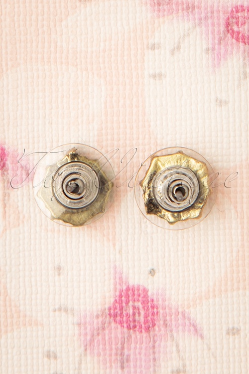 Lovely - Mini Floral Frosted Stud Earrings Années 50 en Doré 3