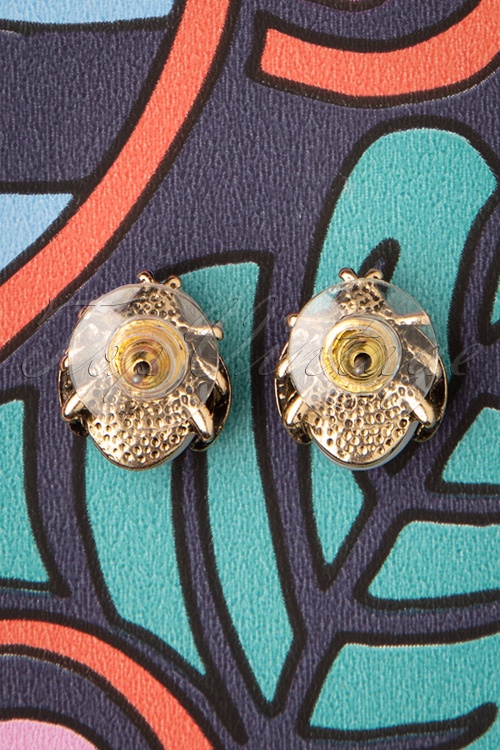 Louche - 50s Lady Bird Stud Earrings in Gold 3