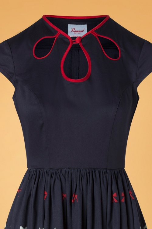Banned Retro - 50s Christmas Cocktails Swing Dress in Navy 3