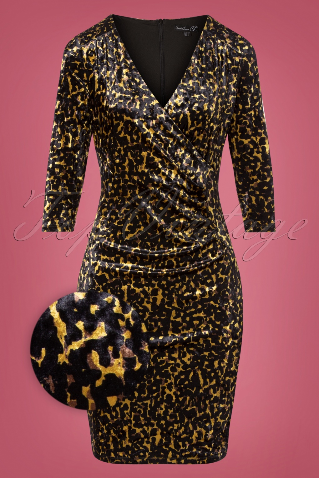 50s Daysie Velvet Pencil Dress in Leopard