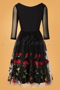 Belsira - 50s Kathlynn Roses Swing Dress in Black 4