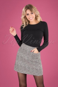 Banned Retro - 60s Jacky Jacquard Mini Skirt in Black and White