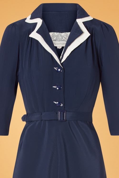 The Seamstress of Bloomsbury - 40s Lisa Mae Dress in Navy and Cream 2