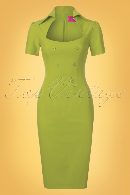 Glamour Bunny - 50s Rita Rae Pencil Dress in Green 3