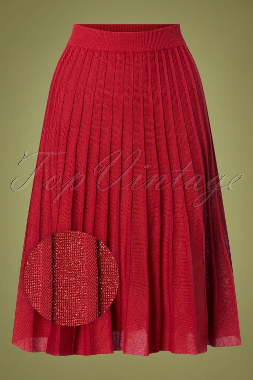  - Sarandon Glitter Skirt Années 60 en Rouge Framboise