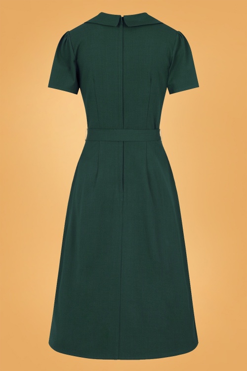 Collectif Clothing - Hattie Flared Dress Années 40 en Vert 4