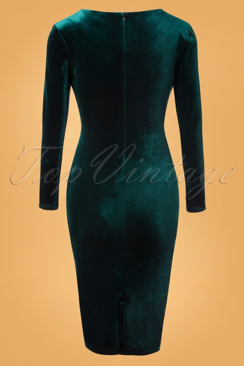 Vintage Chic for Topvintage - 50s Laverna Pencil Dress in Bottle Green 4