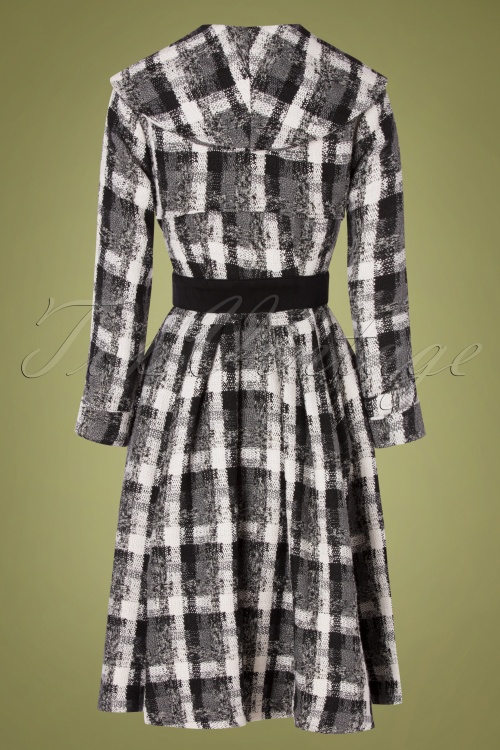 Miss Candyfloss - Limited Edition ~ 50s Teagan Olive Plaid Swing Coat in Black and Grey 5