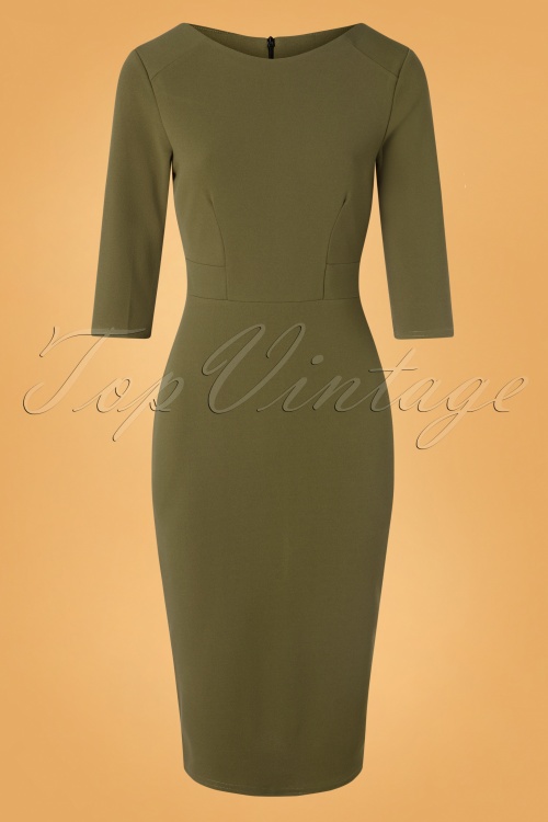 Vintage Chic for Topvintage - 50s Joanna Pencil Dress in Khaki