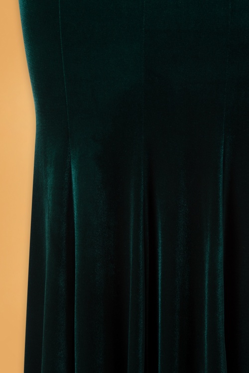 Vintage Chic for Topvintage - 50s Mila Velvet Maxi Dress in Bottle Green 5