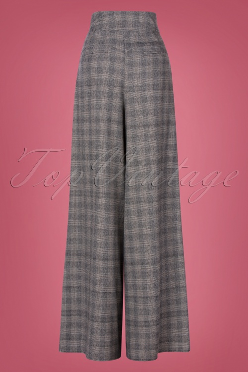 Miss Candyfloss - 50s Maelys Silvy High Waist Trousers in Grey Check 2