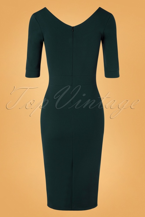 Vintage Chic for Topvintage - Vonna Pencil Dress Années 50 en Vert Foncé 4