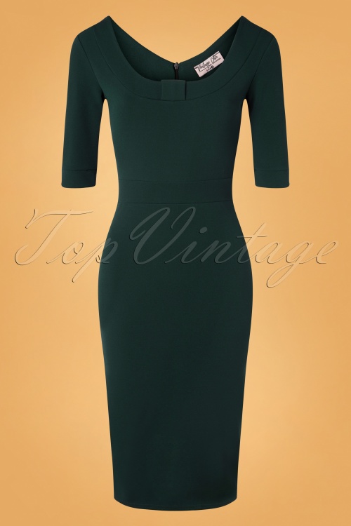 Vintage Chic for Topvintage - Vonna Pencil Dress Années 50 en Vert Foncé