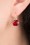 Cushion Cut Stone Earrings Années 50 en Rouge Rubis
