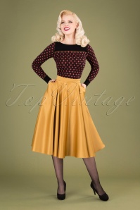 Banned Retro - 50s Miracles Full Swing Skirt in Gold 3