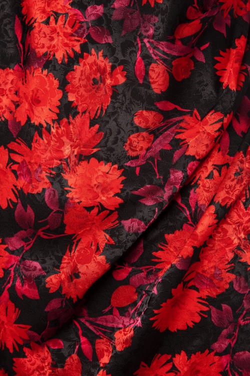Closet London - Denice Floral Pencil Dress Années 60 en Noir 4