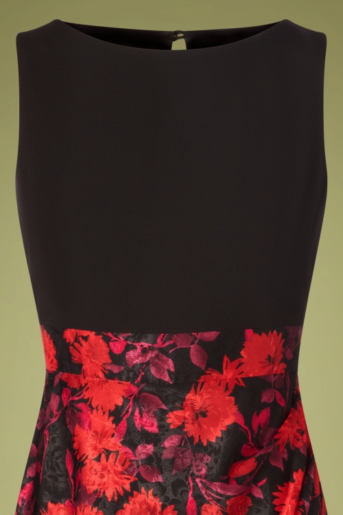 Closet London - 60s Denice Floral Pencil Dress in Black 3