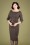 50s Adeline Librarian Check Pencil Dress in Brown