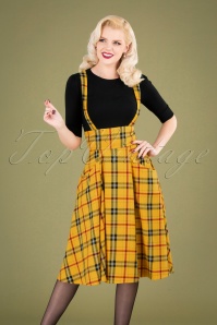 Collectif Clothing - 50s Alexa Clueless Check Swing Skirt in Yellow